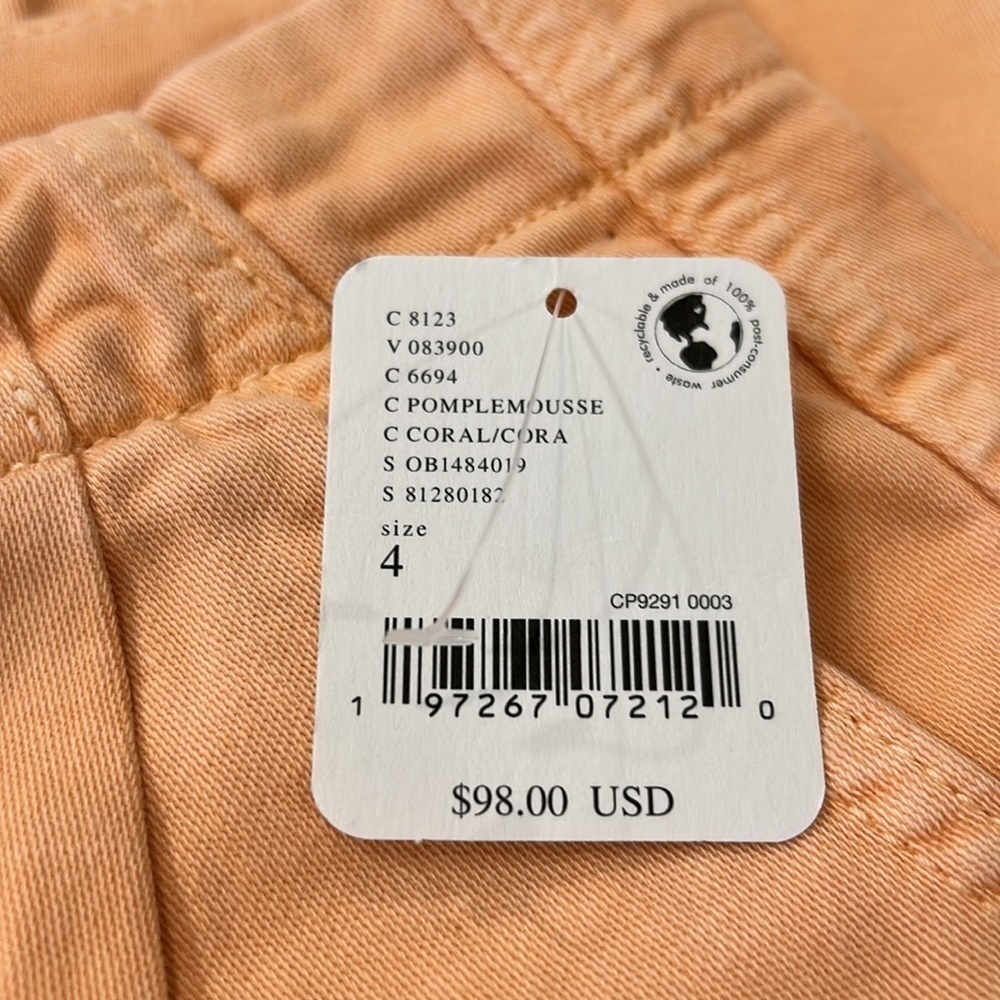 Free People Addy Chino Pants Size 4 Coral NWT - Picture 12 of 14